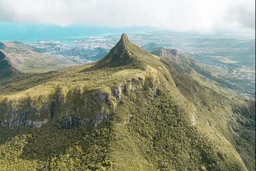 Le Pouce Mountain aerial view